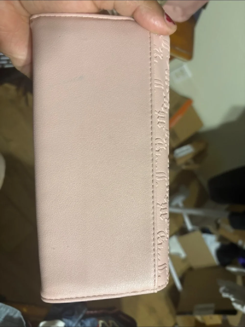 Juicy Couture Blush Pink Embossed Wallet with Gold Logo